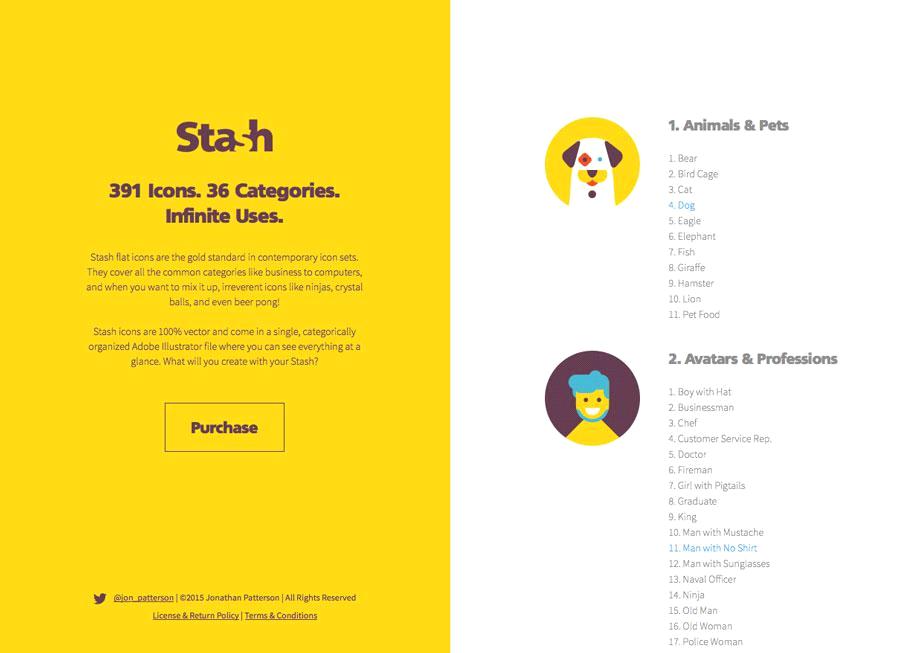 Применение иконок в оформлении сайта stashflaticons.com